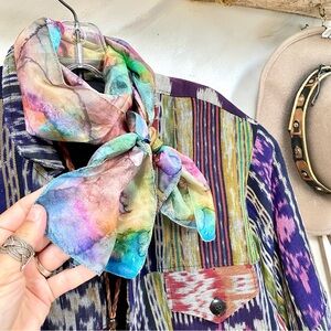 Artisan watercolour SILK boho scarf/wrap w prairie country vibe